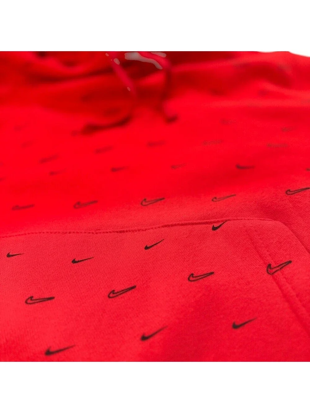 Hoodie Mens Small Red Swoosh Print Pullover Sweatshirt Streetwear Nike